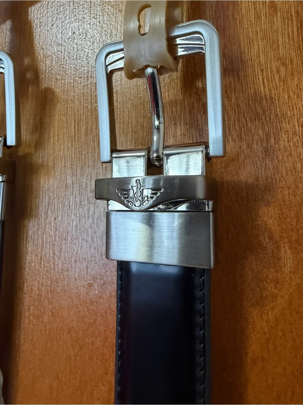 Dockers Men's Black Leather Dress Belt - Classic Silver Buckle